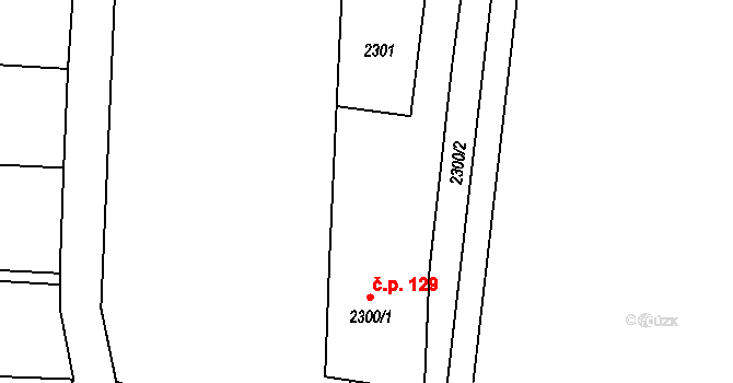 Suchdol nad Lužnicí 129 na parcele st. 2300/1 v KÚ Suchdol nad Lužnicí, Katastrální mapa