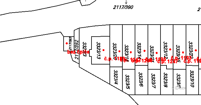 Chodov 1189, Praha na parcele st. 3323/13 v KÚ Chodov, Katastrální mapa