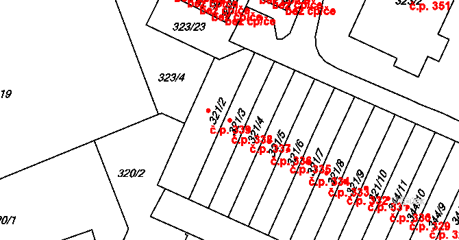 Liberec VIII-Dolní Hanychov 338, Liberec na parcele st. 321/3 v KÚ Dolní Hanychov, Katastrální mapa