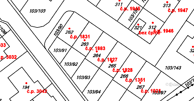 Havlíčkův Brod 1827 na parcele st. 264 v KÚ Perknov, Katastrální mapa