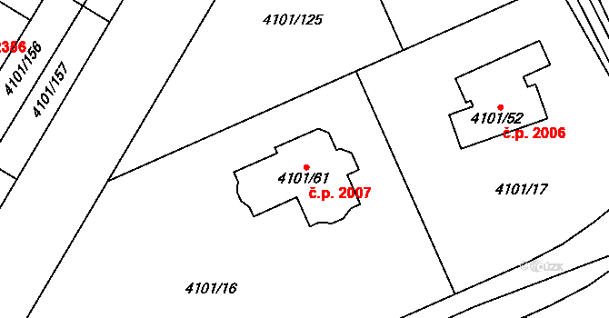 Černošice 2007 na parcele st. 4101/61 v KÚ Černošice, Katastrální mapa