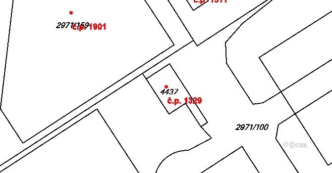 Kuřim 1329 na parcele st. 4437 v KÚ Kuřim, Katastrální mapa