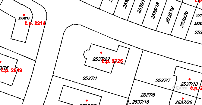 České Budějovice 5 2725, České Budějovice na parcele st. 2537/22 v KÚ České Budějovice 5, Katastrální mapa