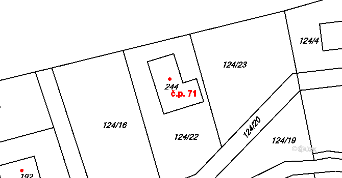 Jablonná 71, Neveklov na parcele st. 244 v KÚ Jablonná nad Vltavou, Katastrální mapa