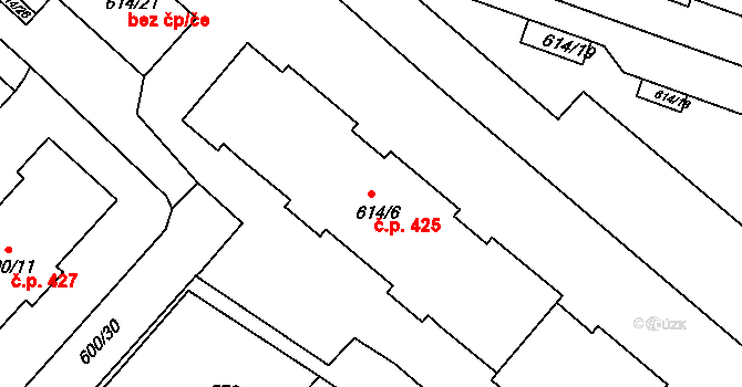 Pokratice 425, Litoměřice na parcele st. 614/6 v KÚ Pokratice, Katastrální mapa