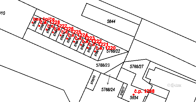Velké Meziříčí 1220 na parcele st. 5768/11 v KÚ Velké Meziříčí, Katastrální mapa
