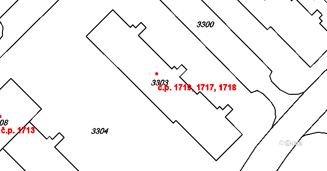 Žďár nad Sázavou 4 1717,1718,1719, Žďár nad Sázavou na parcele st. 3303 v KÚ Město Žďár, Katastrální mapa