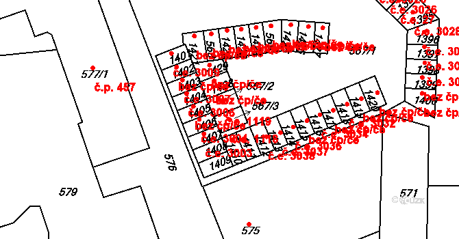 Řetenice 1118, Teplice na parcele st. 567/3 v KÚ Teplice-Řetenice, Katastrální mapa