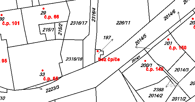 Košetice 39266869 na parcele st. 197 v KÚ Košetice, Katastrální mapa