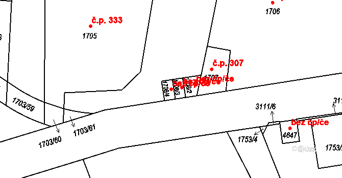 Čelákovice 39897869 na parcele st. 1708/4 v KÚ Čelákovice, Katastrální mapa