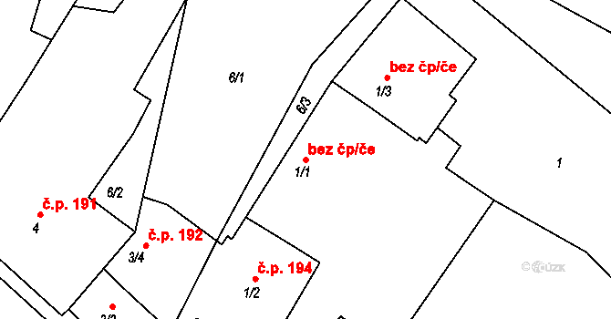 Křižanov 42187869 na parcele st. 1/1 v KÚ Křižanov, Katastrální mapa