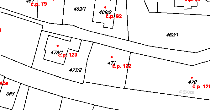 Oldřišov 122 na parcele st. 471 v KÚ Oldřišov, Katastrální mapa