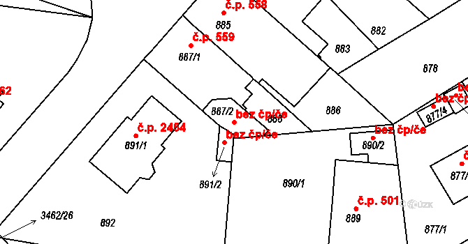 Pelhřimov 45277869 na parcele st. 887/2 v KÚ Pelhřimov, Katastrální mapa