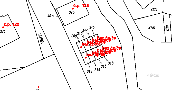 Děpoltovice 45827869 na parcele st. 310 v KÚ Děpoltovice, Katastrální mapa
