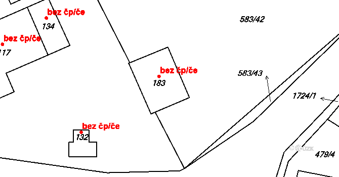 Březnice 47424869 na parcele st. 183 v KÚ Březnice u Bechyně, Katastrální mapa