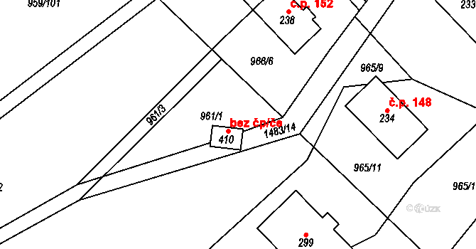 Jindřichov 47968869 na parcele st. 410 v KÚ Pusté Žibřidovice, Katastrální mapa