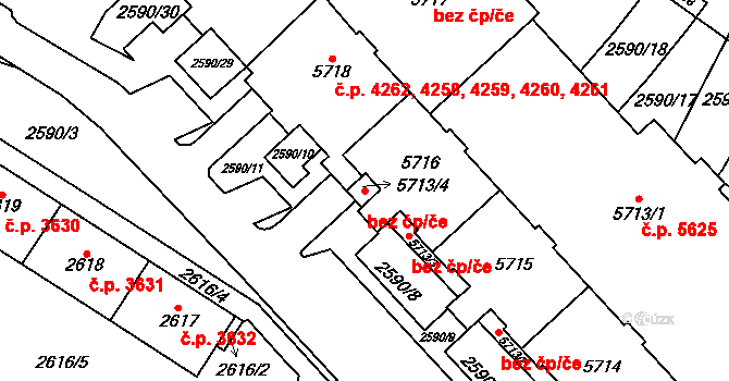 Chomutov 48842869 na parcele st. 5713/4 v KÚ Chomutov I, Katastrální mapa