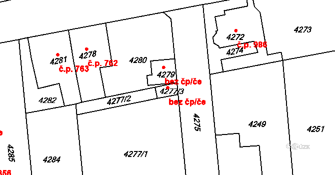 Kladno 49814869 na parcele st. 4277/3 v KÚ Kročehlavy, Katastrální mapa