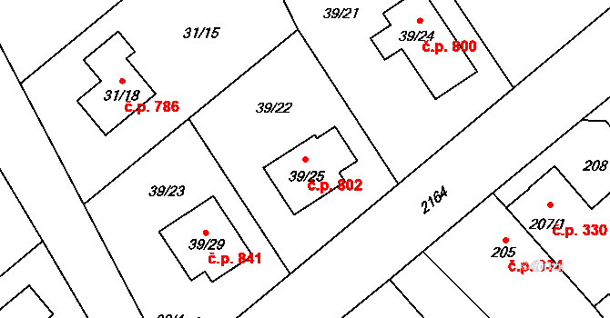 Štěpánkovice 802 na parcele st. 39/25 v KÚ Štěpánkovice, Katastrální mapa