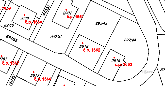 Náchod 1662 na parcele st. 2618 v KÚ Náchod, Katastrální mapa