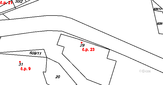 Lohenice 23, Přelouč na parcele st. 29 v KÚ Lohenice u Přelouče, Katastrální mapa