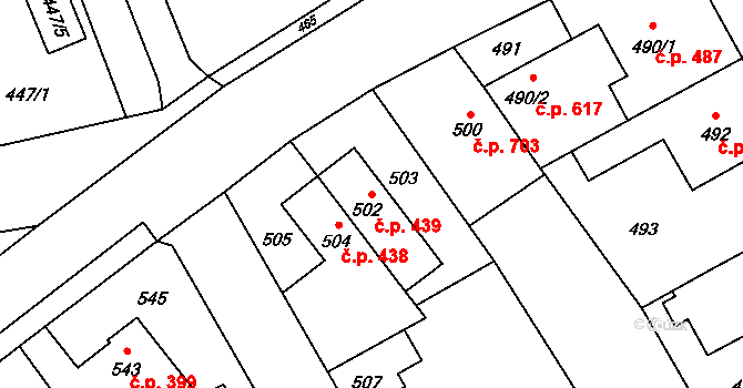 Loštice 439 na parcele st. 502 v KÚ Loštice, Katastrální mapa