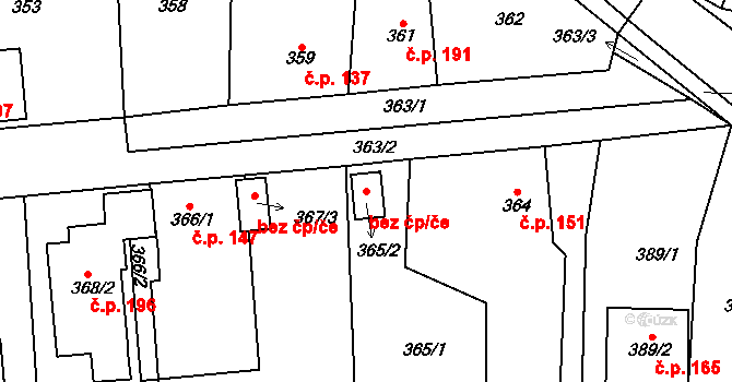 Česká Bříza 89238869 na parcele st. 365/2 v KÚ Česká Bříza, Katastrální mapa