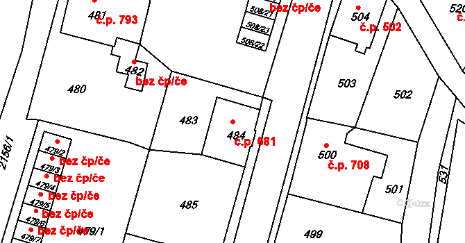 Vejprty 681 na parcele st. 484 v KÚ Vejprty, Katastrální mapa