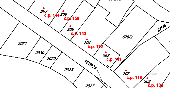 Strachotín 142 na parcele st. 204 v KÚ Strachotín, Katastrální mapa