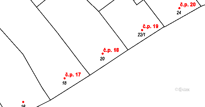 Chvalnov 18, Chvalnov-Lísky na parcele st. 20 v KÚ Chvalnov, Katastrální mapa