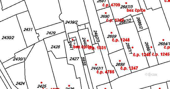 Jihlava 1031 na parcele st. 2440 v KÚ Jihlava, Katastrální mapa