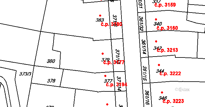 Boršov 3177, Kyjov na parcele st. 379 v KÚ Boršov u Kyjova, Katastrální mapa