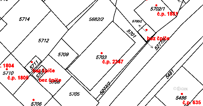 Kročehlavy 2347, Kladno na parcele st. 5703 v KÚ Kročehlavy, Katastrální mapa