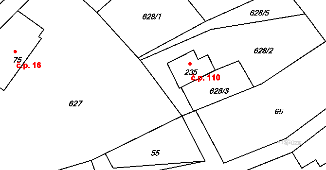 Andělka 110, Višňová na parcele st. 235 v KÚ Andělka, Katastrální mapa