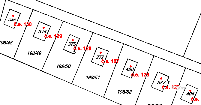 Kozlany 127 na parcele st. 372 v KÚ Kozlany, Katastrální mapa
