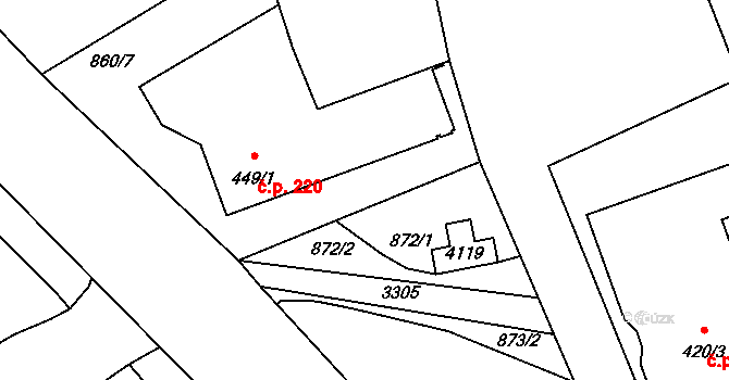 Janov 220 na parcele st. 449/1 v KÚ Janov u Litomyšle, Katastrální mapa