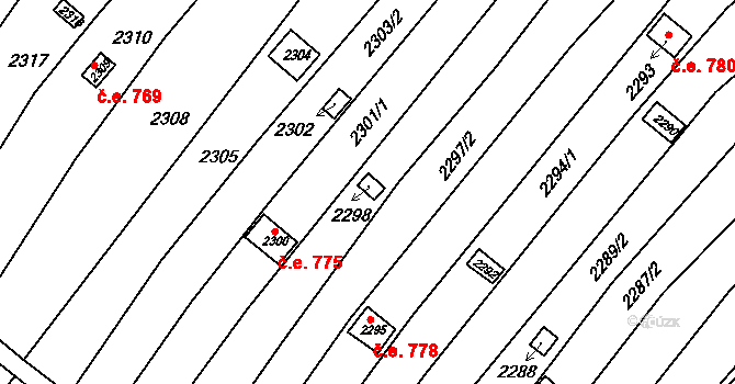Jundrov 776, Brno na parcele st. 2298 v KÚ Jundrov, Katastrální mapa