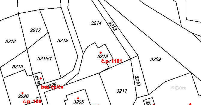 Smržovka 1181 na parcele st. 3213 v KÚ Smržovka, Katastrální mapa