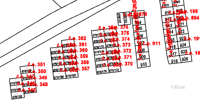Postoloprty 366 na parcele st. 876/176 v KÚ Postoloprty, Katastrální mapa