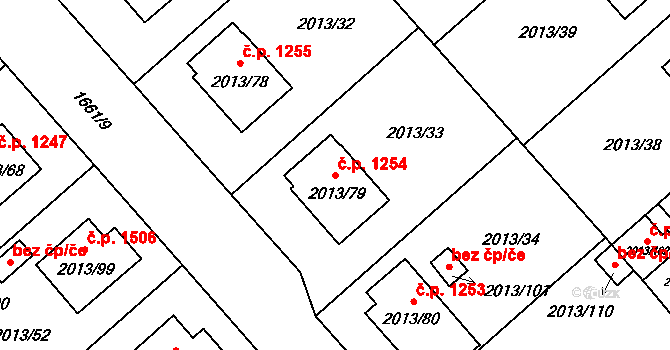 Pelhřimov 1254 na parcele st. 2013/79 v KÚ Pelhřimov, Katastrální mapa
