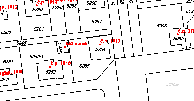 Záběhlice 1017, Praha na parcele st. 5254 v KÚ Záběhlice, Katastrální mapa