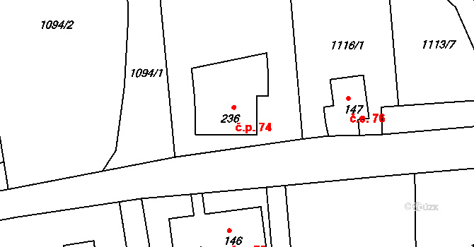 Doubice 74, Katastrální mapa