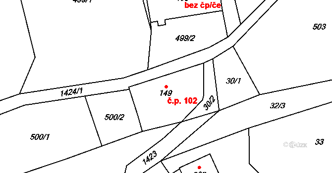 Zdislava 102 na parcele st. 149 v KÚ Zdislava, Katastrální mapa