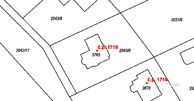 Frenštát pod Radhoštěm 1718 na parcele st. 3765 v KÚ Frenštát pod Radhoštěm, Katastrální mapa