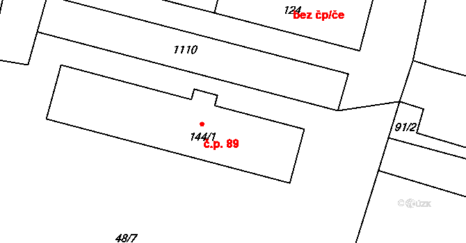 Křepenice 89 na parcele st. 144/1 v KÚ Křepenice, Katastrální mapa