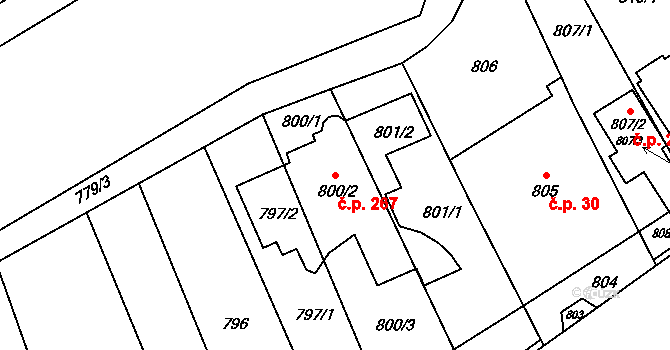 Silůvky 267 na parcele st. 800/2 v KÚ Silůvky, Katastrální mapa