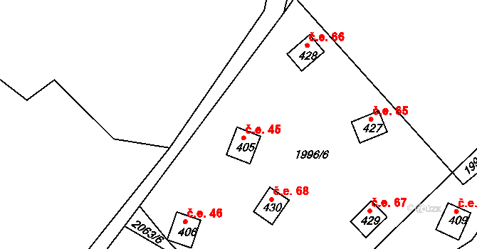 Heřmanice v Podještědí 45, Jablonné v Podještědí na parcele st. 405 v KÚ Heřmanice v Podještědí, Katastrální mapa