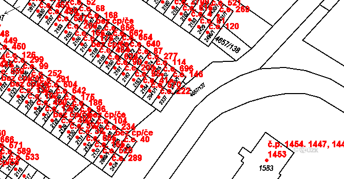 Veselí nad Moravou 146 na parcele st. 2500/1 v KÚ Veselí-Předměstí, Katastrální mapa