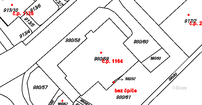 Nový Bohumín 1164, Bohumín na parcele st. 980/59 v KÚ Nový Bohumín, Katastrální mapa