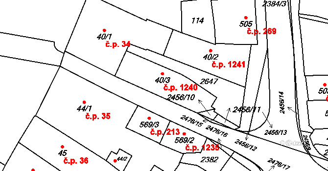 Polná 1240 na parcele st. 40/3 v KÚ Polná, Katastrální mapa